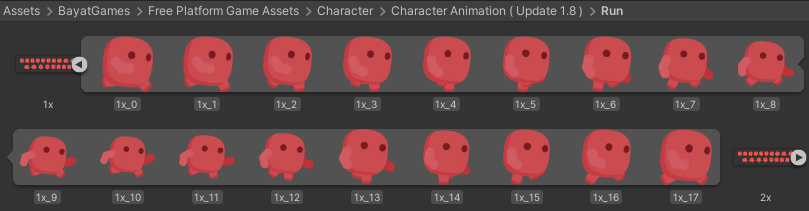 走るアニメーションの画像を複数選択